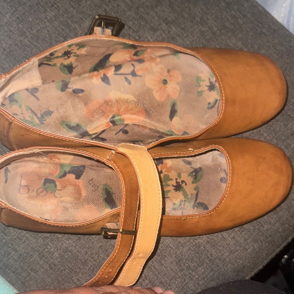 BOC Tan Flats with Floral Interior